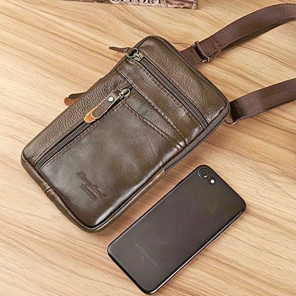 Leather Phone Bag Coffee Dk Brown - Picture 6 of 10